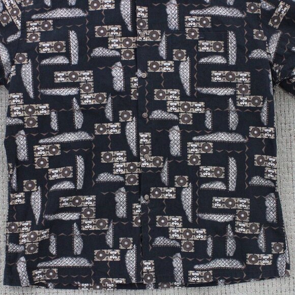 Vintage Moda Campia Moda Shirt Men XL Navy Blue Button Down Geometric Cotton 90s - Picture 4 of 9